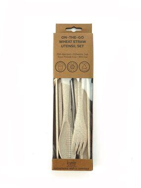 NIB Against The Grain On-The-Go Wheat Straw Utensil Set BPA Free